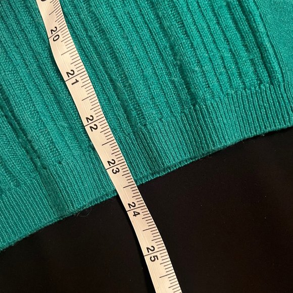 TORY BURCH Merino Wool Crew Neck Button-Down Sweater, Green, Size XL - Picture 4 of 5